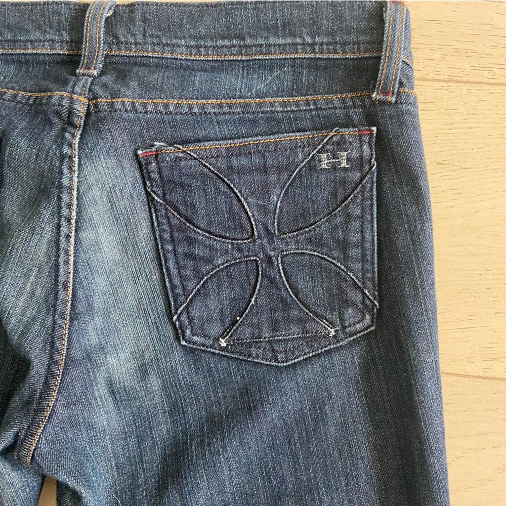 HABITUAL Low Rise Bootcut Jeans Size 30 Dark Wash 34.5” Inseam Y2K EUC USA - Picture 5 of 12